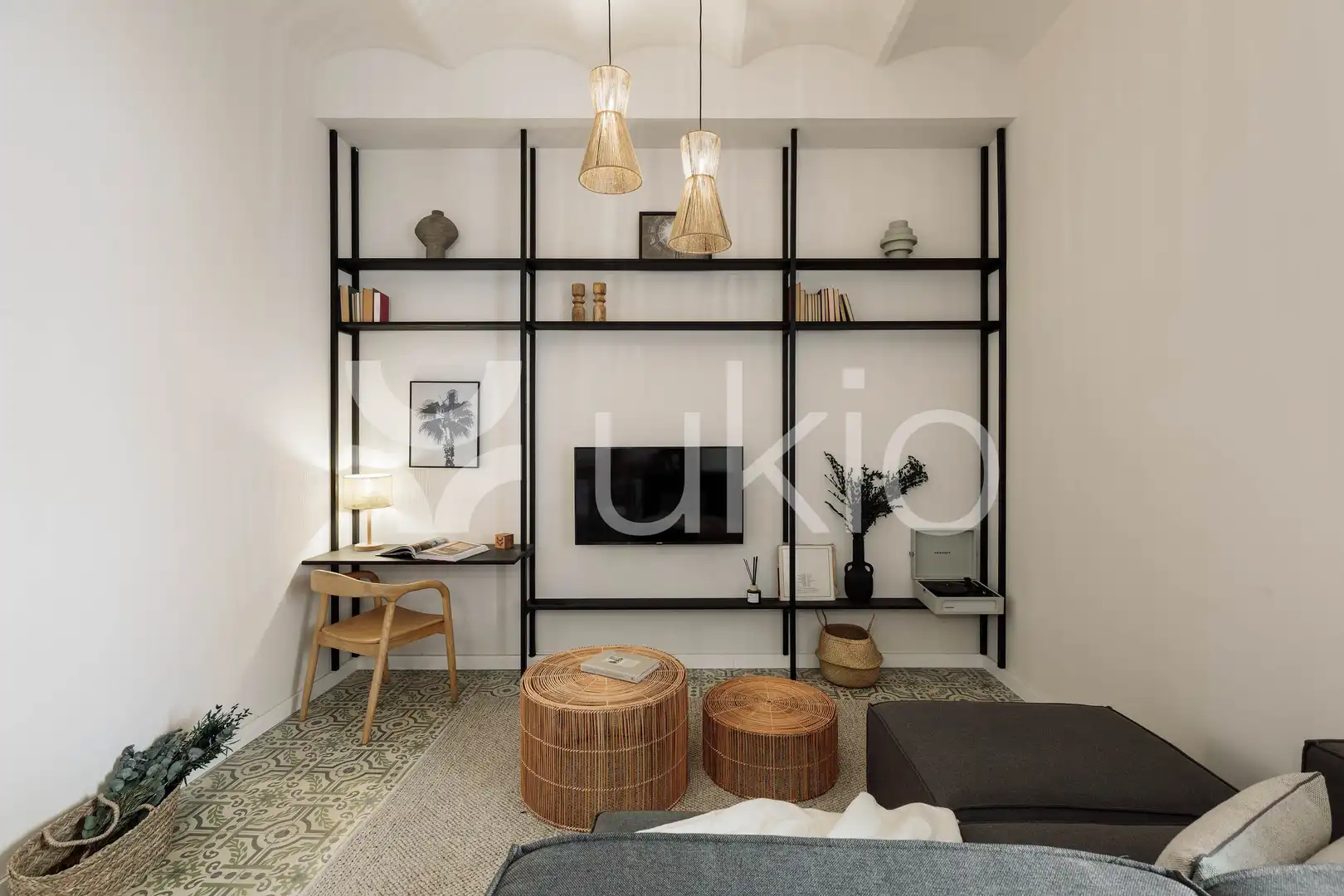 Sala de estar de Apartamento de alquiler en Barcelona con Aire acondicionado, Calefacción y Terraza