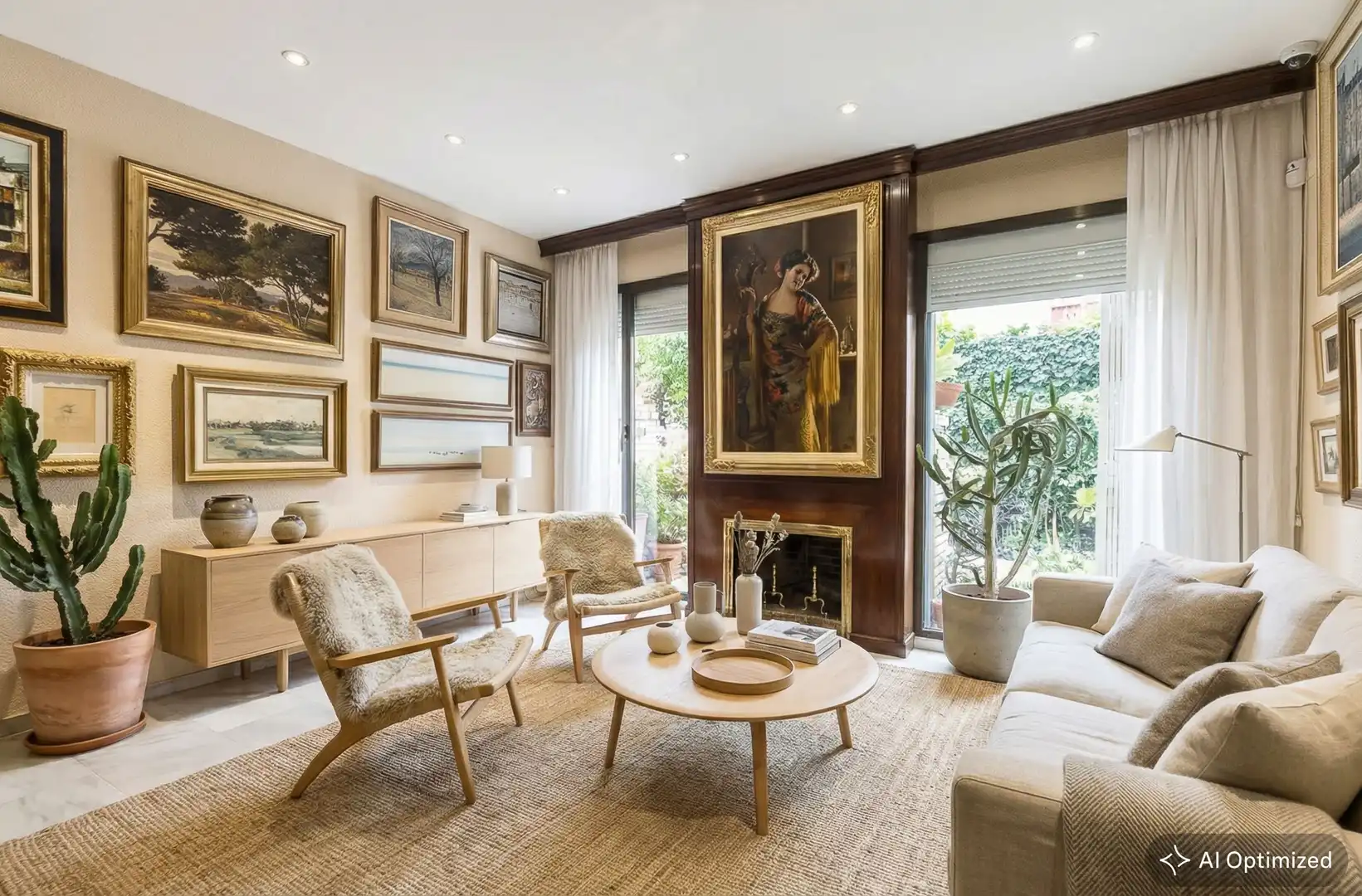 Wohnzimmer von Einfamilien-Reihenhaus zum Verkauf in Barcelona mit Heizung, Privatgarten und Parkett