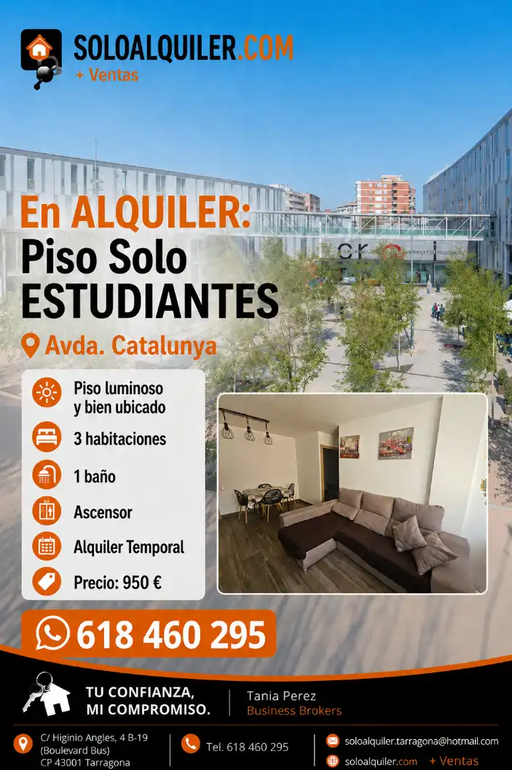 Vista exterior de Pis de lloguer en Tarragona amb Moblat, Forn i Rentadora