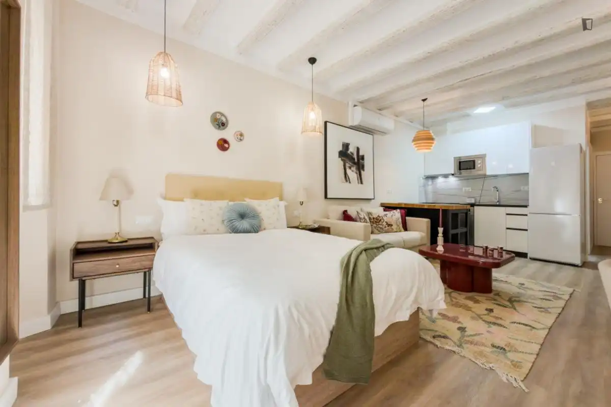 Habitación de Estudio de alquiler en Barcelona con Aire acondicionado, Calefacción y Amueblado