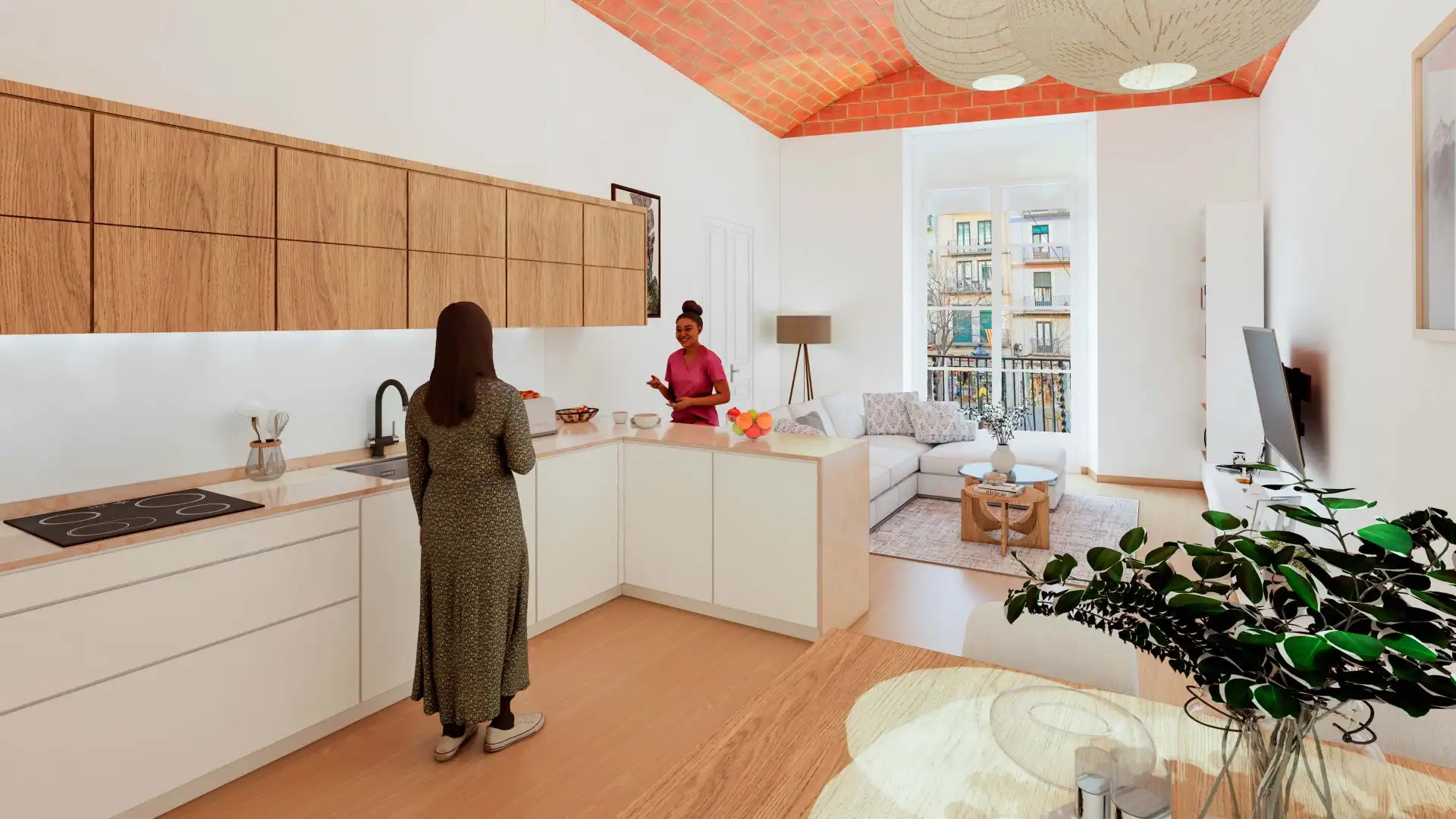 Kitchen of Flat for sale in Girona Capital  with Air Conditioner, Heating and Terrace