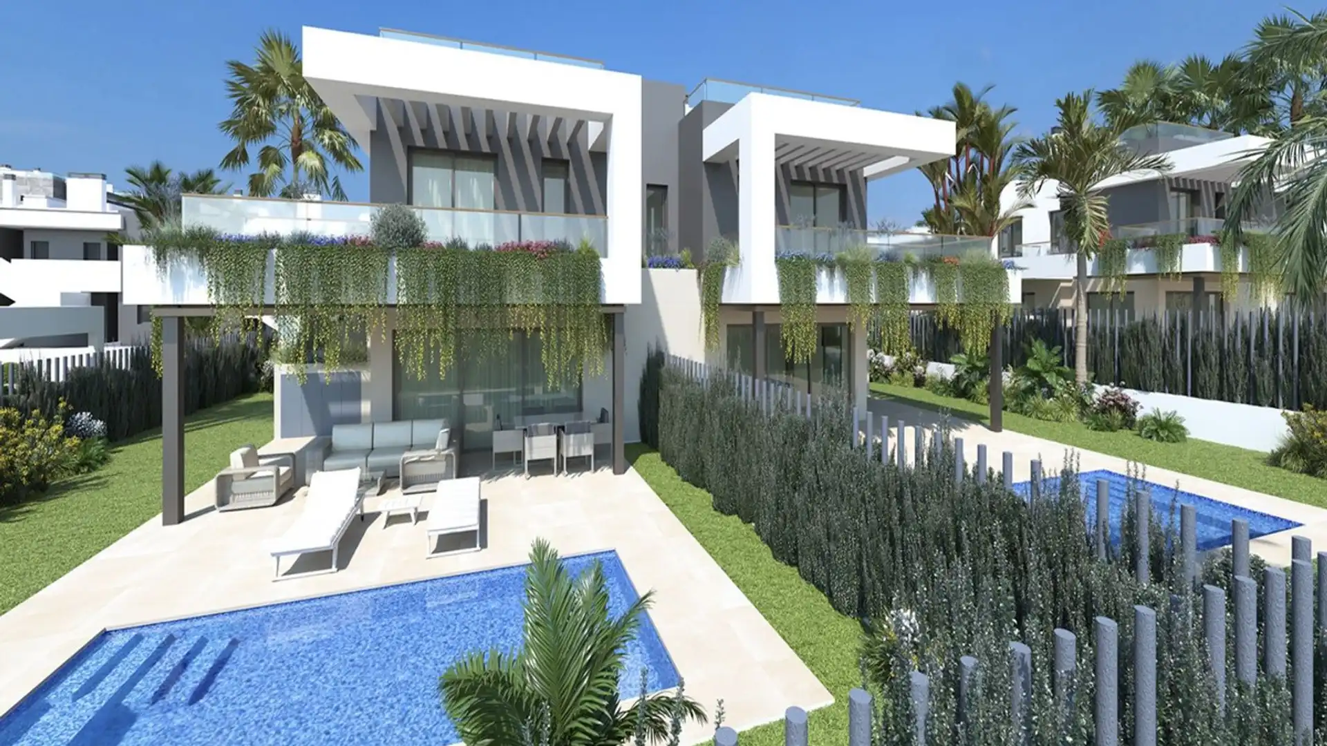 Exterior view of Houses for sale in Alicante / Alacant  with Air Conditioner, Terrace and Swimming Pool