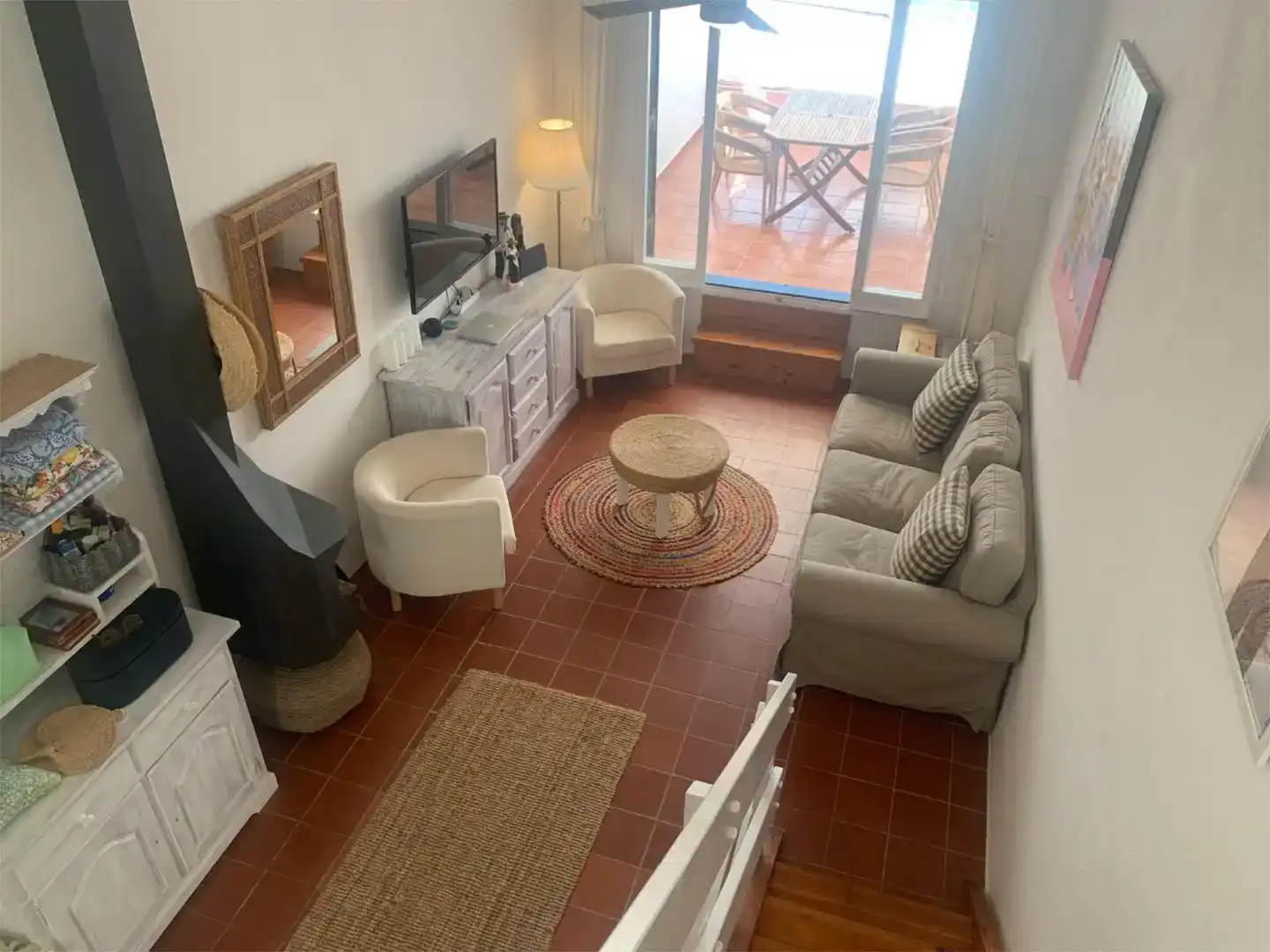 Sala d'estar de Casa adosada en venda en Es Mercadal amb Aire condicionat, Jardí privat i Traster
