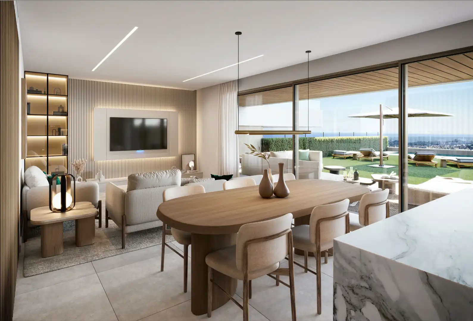 Sala de estar de Apartamento en venta en Estepona con Aire acondicionado, Calefacción y Terraza