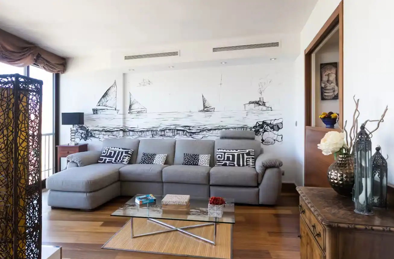 Sala de estar de Apartamento de alquiler en Alicante / Alacant con Aire acondicionado, Calefacción y Parquet