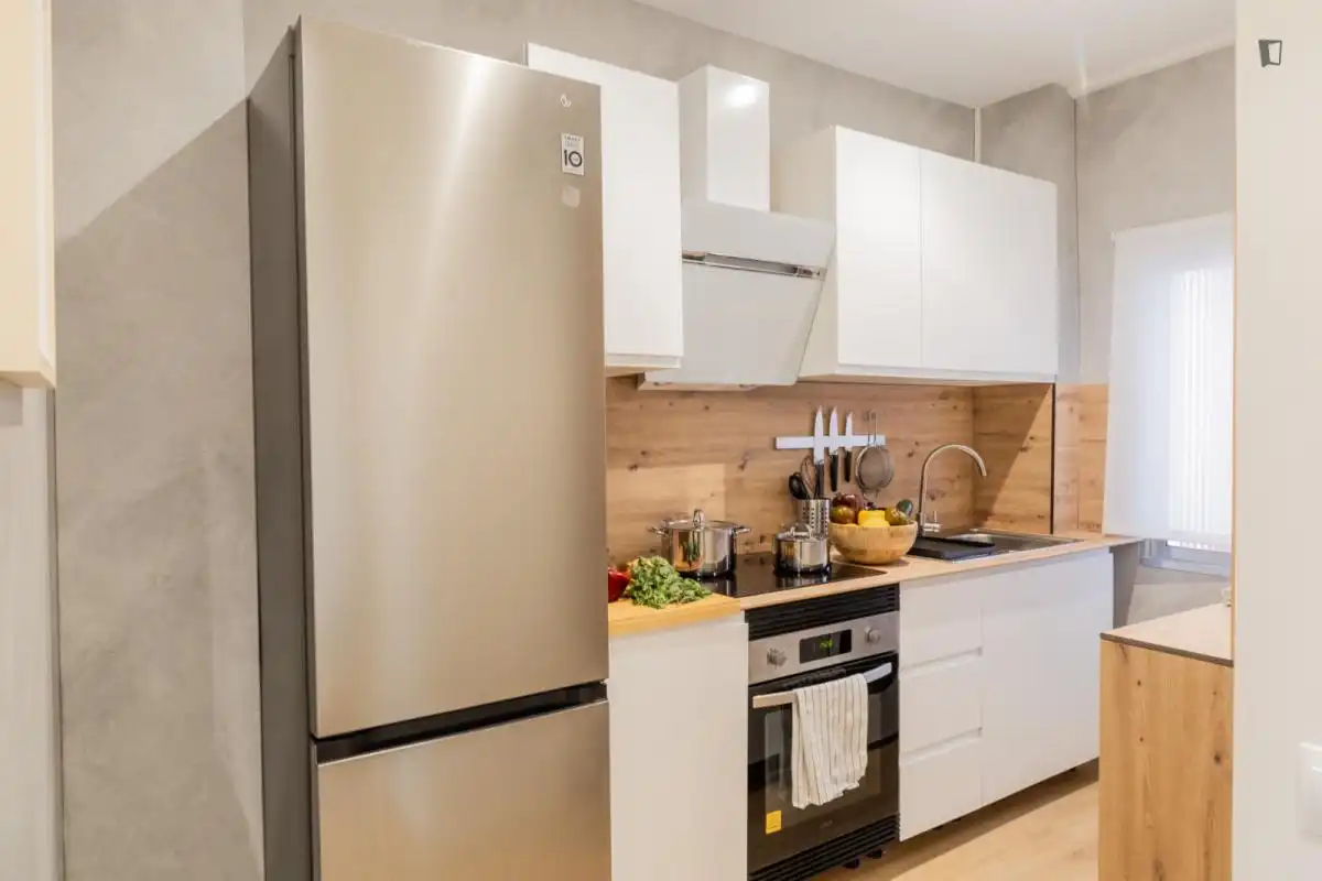 Cocina de Apartamento para compartir en Madrid con Calefacción, Amueblado y Horno