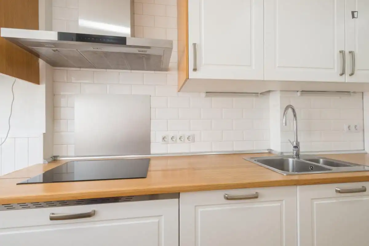 Cocina de Apartamento para compartir en Madrid con Amueblado, Horno y Lavadora