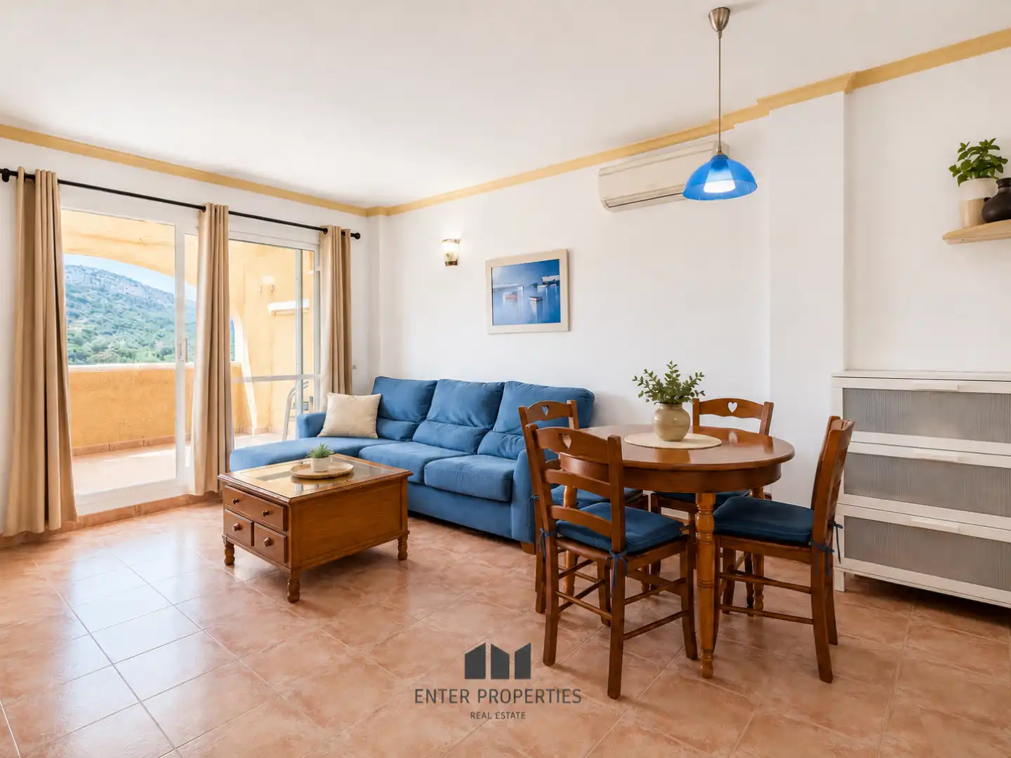 Wohnzimmer von Wohnung zum Verkauf in Benitachell / El Poble Nou de Benitatxell mit Klimaanlage, Heizung und Terrasse