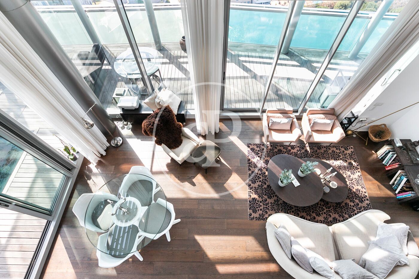 Sala de estar de Ático de alquiler en  Barcelona Capital con Aire acondicionado, Calefacción y Jardín privado