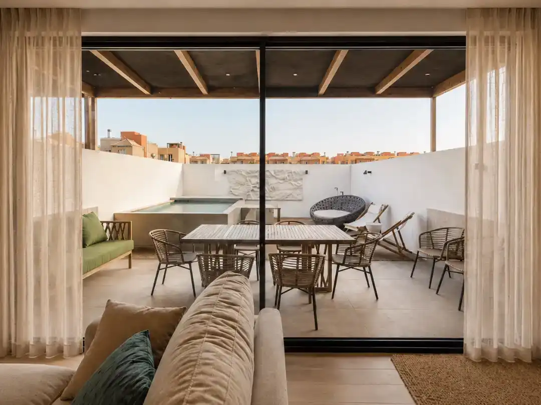 Terrassa de Dúplex de lloguer en La Oliva amb Jardí privat, Piscina i Moblat