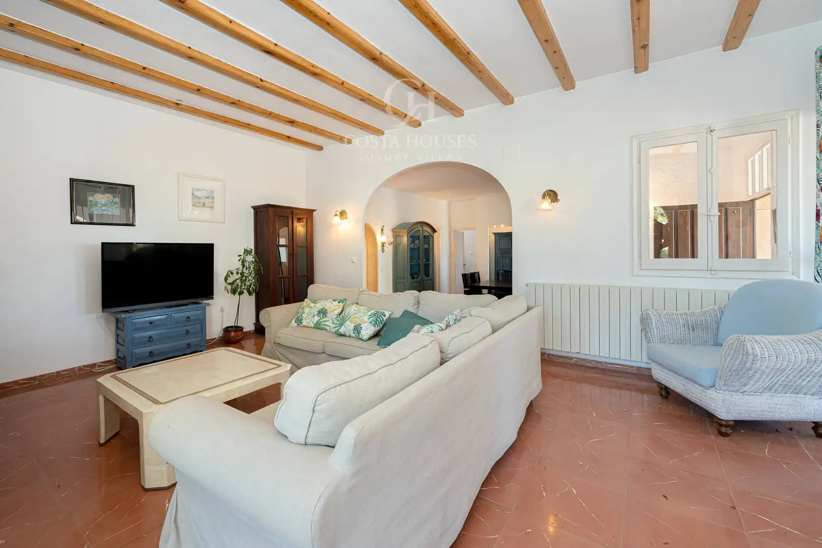 Sala de estar de Casa o chalet en venta en Moraira con Aire acondicionado, Calefacción y Jardín privado