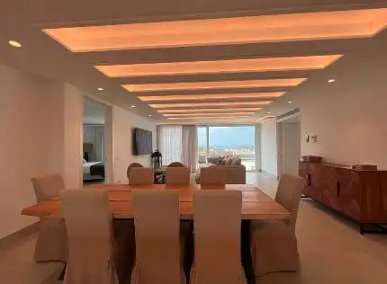Esszimmer von Haus oder Chalet zur Miete in Santa Eulària des Riu mit Klimaanlage, Terrasse und Schwimmbad
