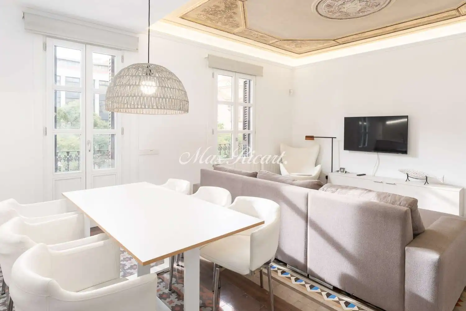 Wohnzimmer von Wohnung zur Miete in Barcelona mit Klimaanlage, Heizung und Terrasse