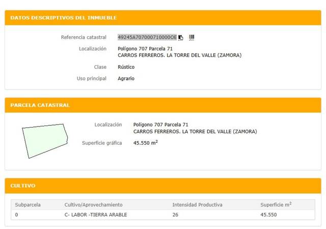 Terreno residencial en Venta en Calle Poligono 707 Parcela 71 Carros Ferreros en La Torre del Valle