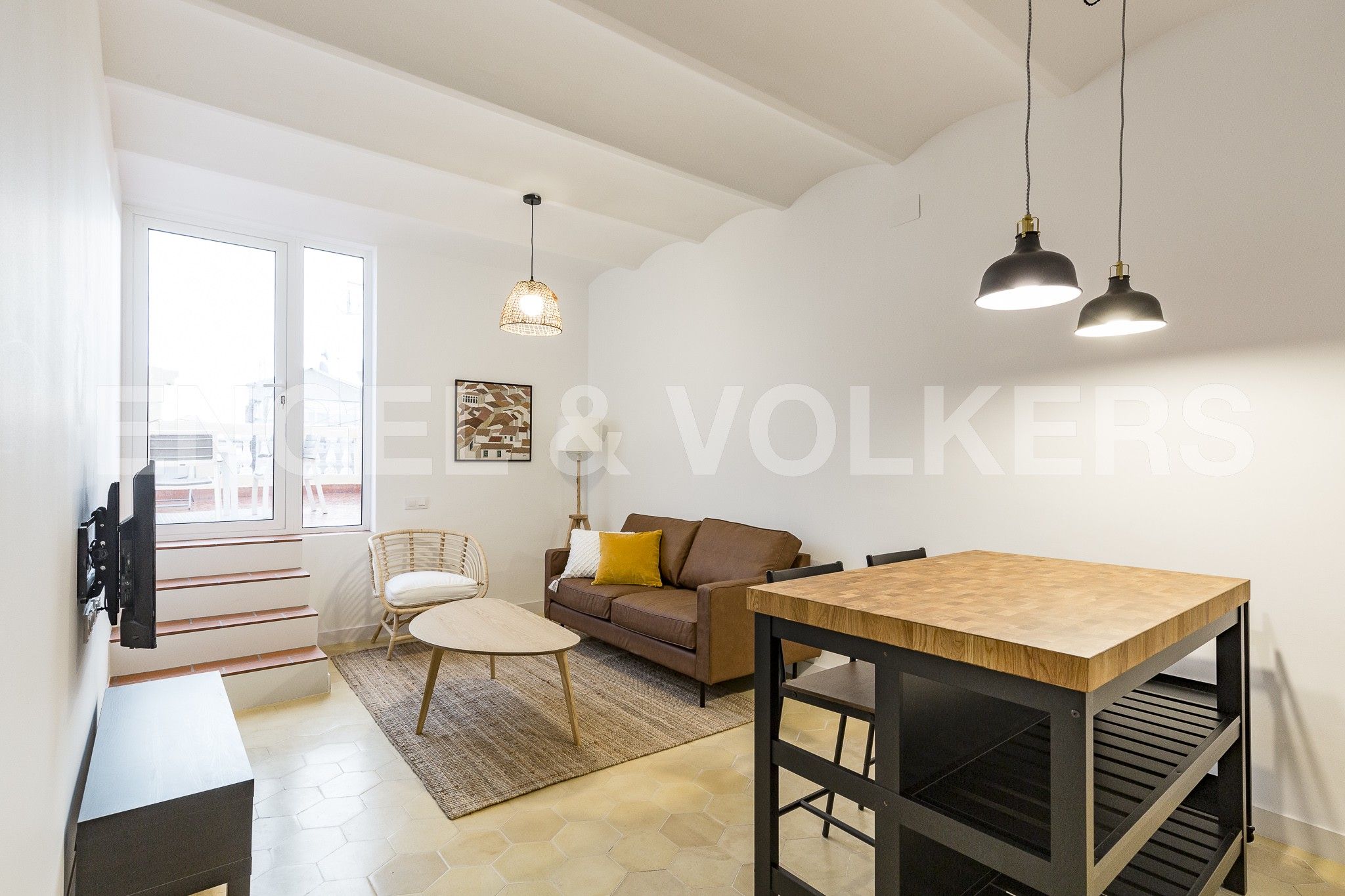 Sala d'estar de Àtic de lloguer en  Barcelona Capital amb Aire condicionat, Calefacció i Terrassa