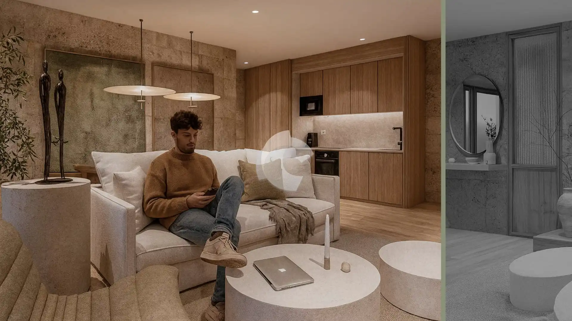 Sala d'estar de Casa adosada en venda en San Cibrao das Viñas amb Jardí privat