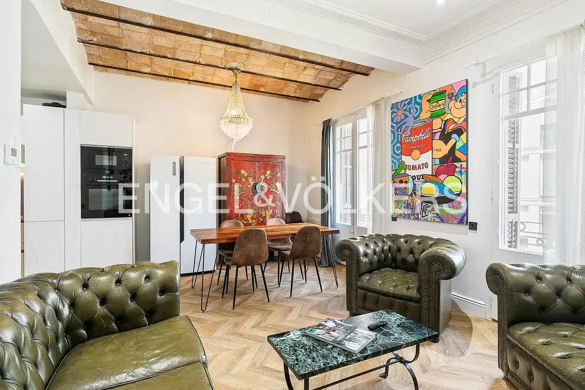 Sala de estar de Piso de alquiler en Barcelona con Calefacción, Parquet y Amueblado