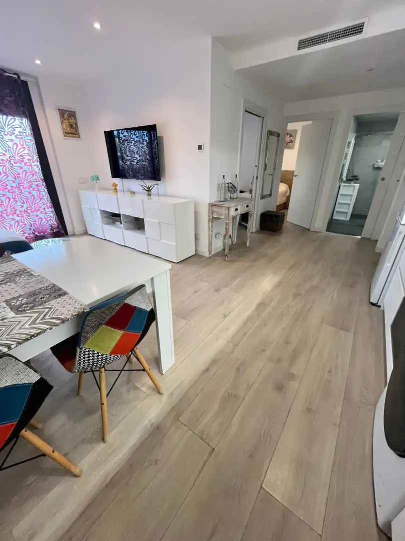Living room of Flat for sale in Cubelles  with Air Conditioner, Parquet flooring and Terrace