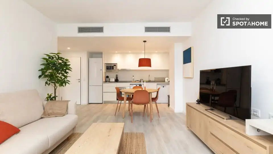 Living room of Flat for rent in Valencia  with Air Conditioner, Heating and Furnished