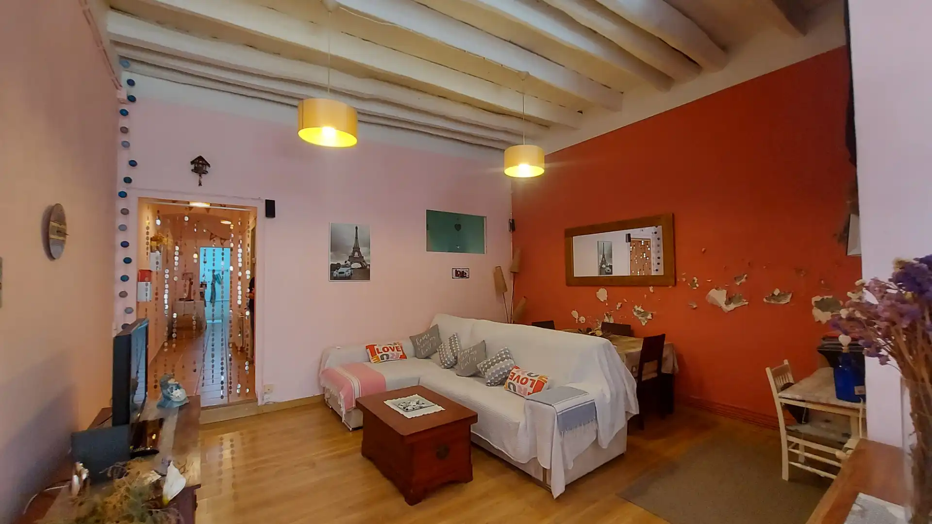 Sala de estar de Casa adosada en venta en Caldes d'Estrac con Calefacción, Parquet y Amueblado
