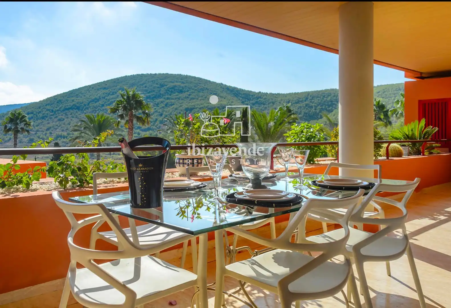 Terrasse von Wohnung zur Miete in Santa Eulària des Riu mit Klimaanlage, Terrasse und Schwimmbad