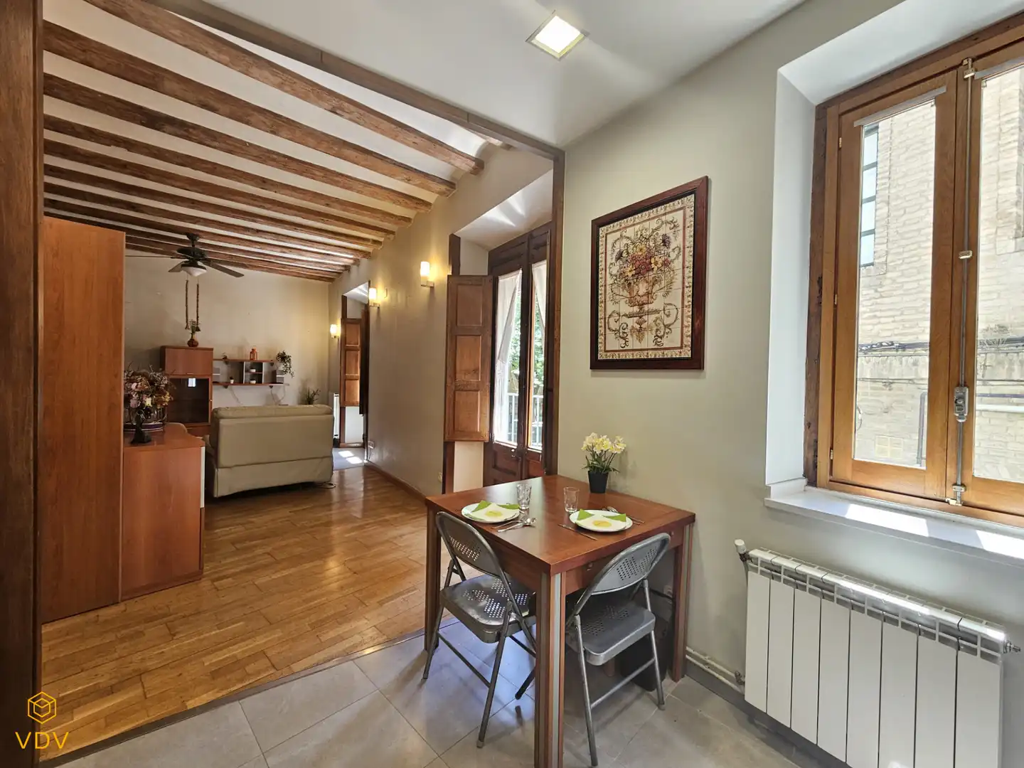 Dining room of Apartments for sale in  Pamplona / Iruña  with Heating, Parquet flooring and Furnished
