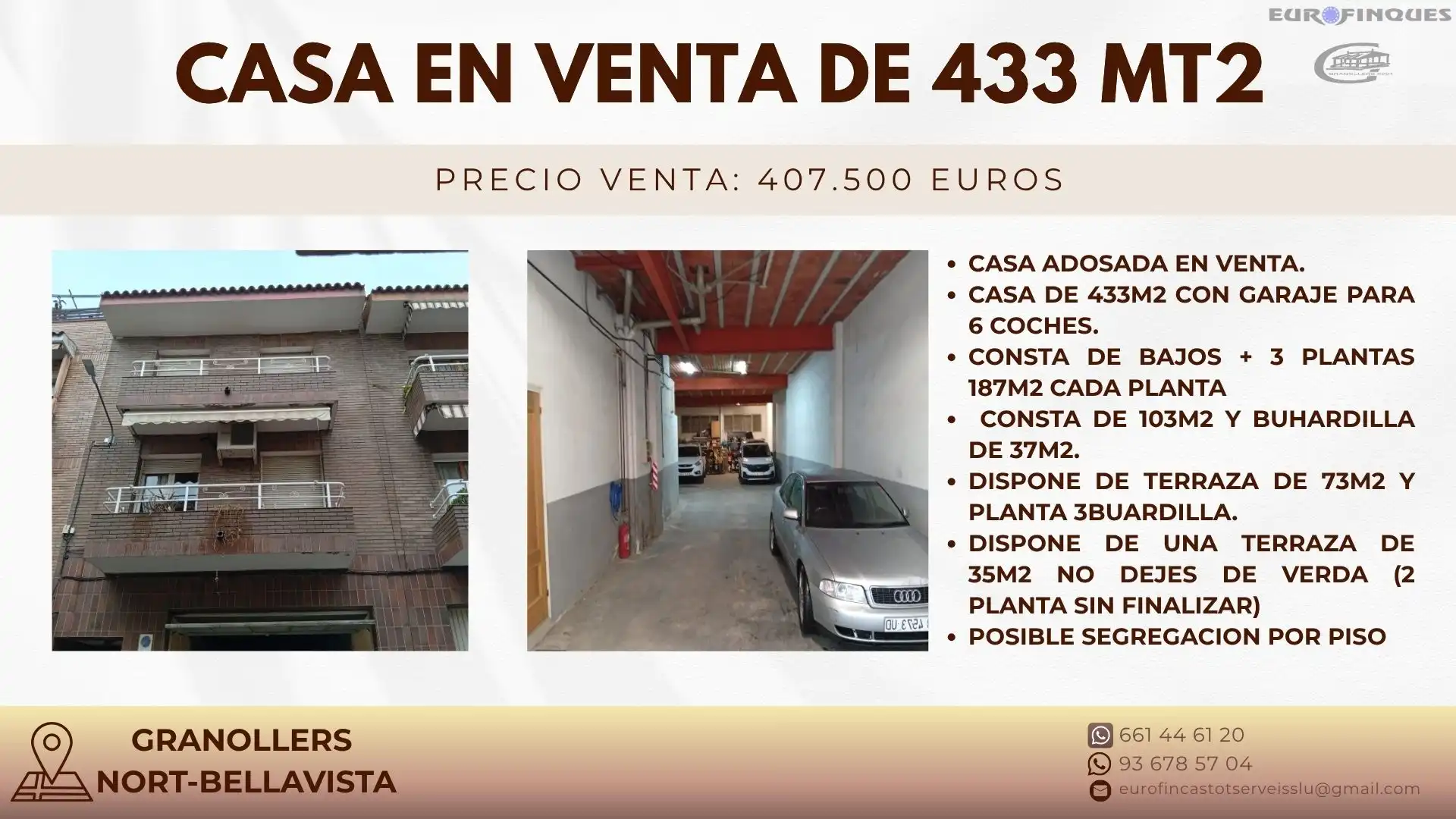 Parking de Casa adosada en venta en Les Franqueses del Vallès con Aire acondicionado, Calefacción y Terraza