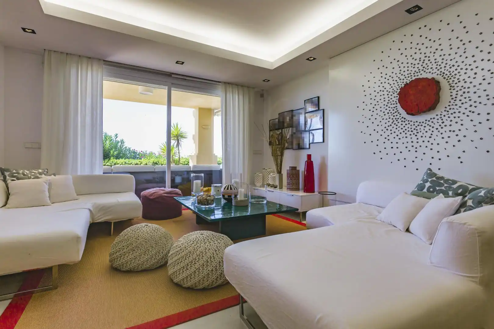 Wohnzimmer von Erdgeschoss zur Miete in Marbella mit Klimaanlage, Heizung und Terrasse