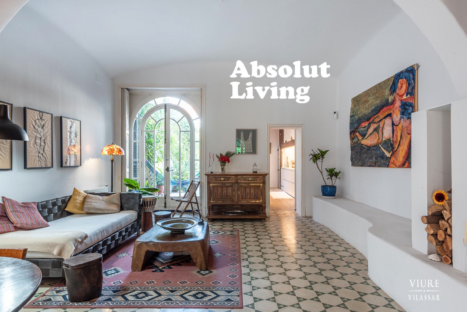 Sala d'estar de Finca rústica de lloguer en Vilassar de Mar amb Calefacció, Jardí privat i Moblat