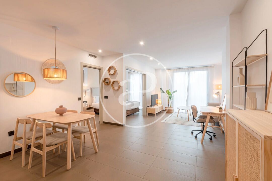 Sala de estar de Piso de alquiler en  Barcelona Capital con Aire acondicionado, Calefacción y Terraza