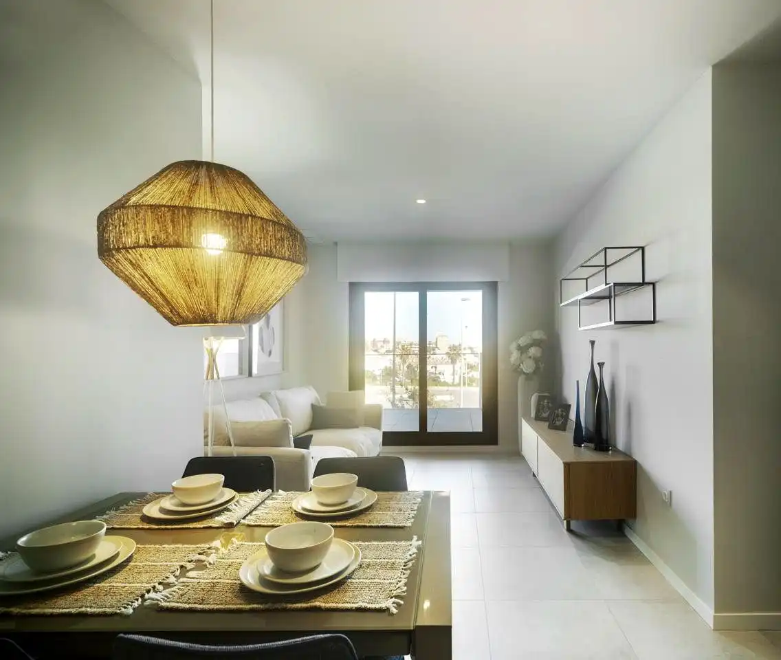 Sala de estar de Piso en venta en Pilar de la Horadada con Aire acondicionado, Terraza y Amueblado
