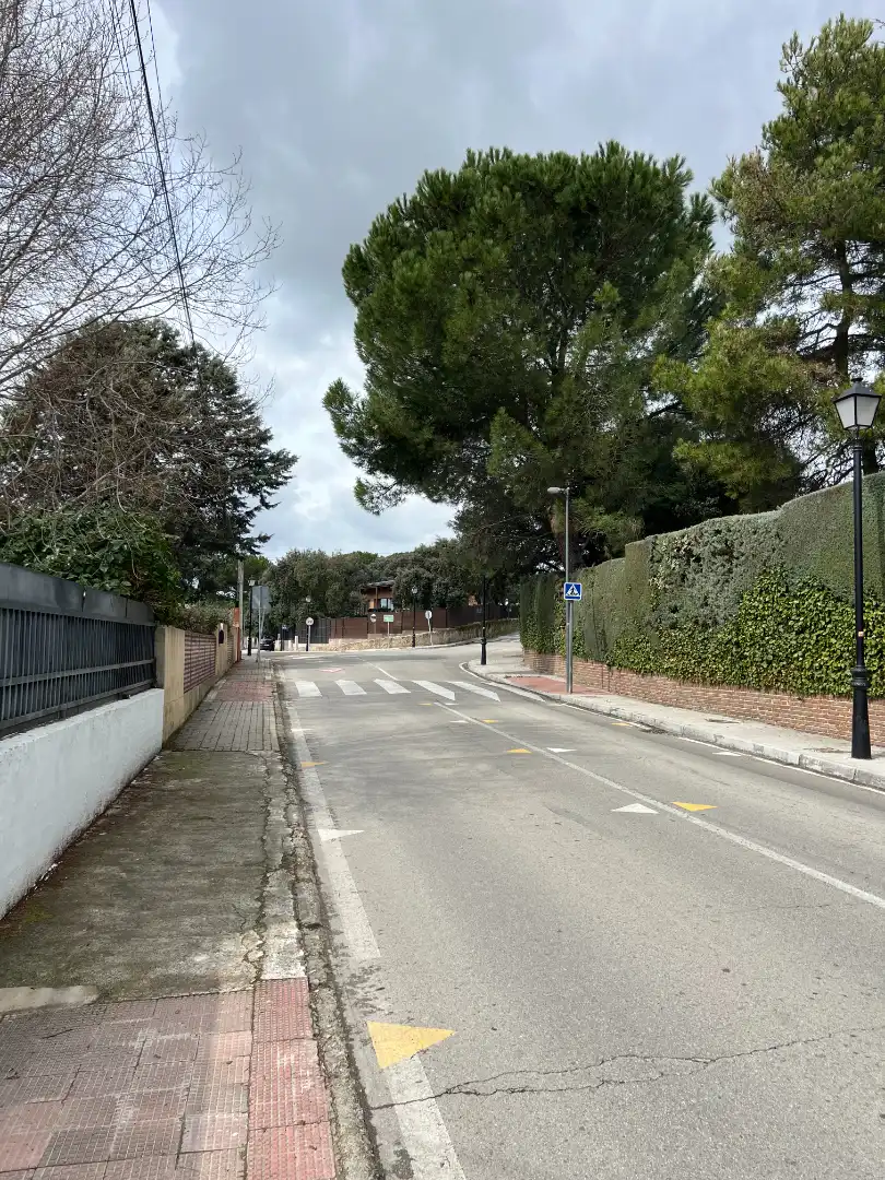 Vista exterior de Casa o chalet en venta en Villanueva de la Cañada con Jardín privado, Terraza y Piscina