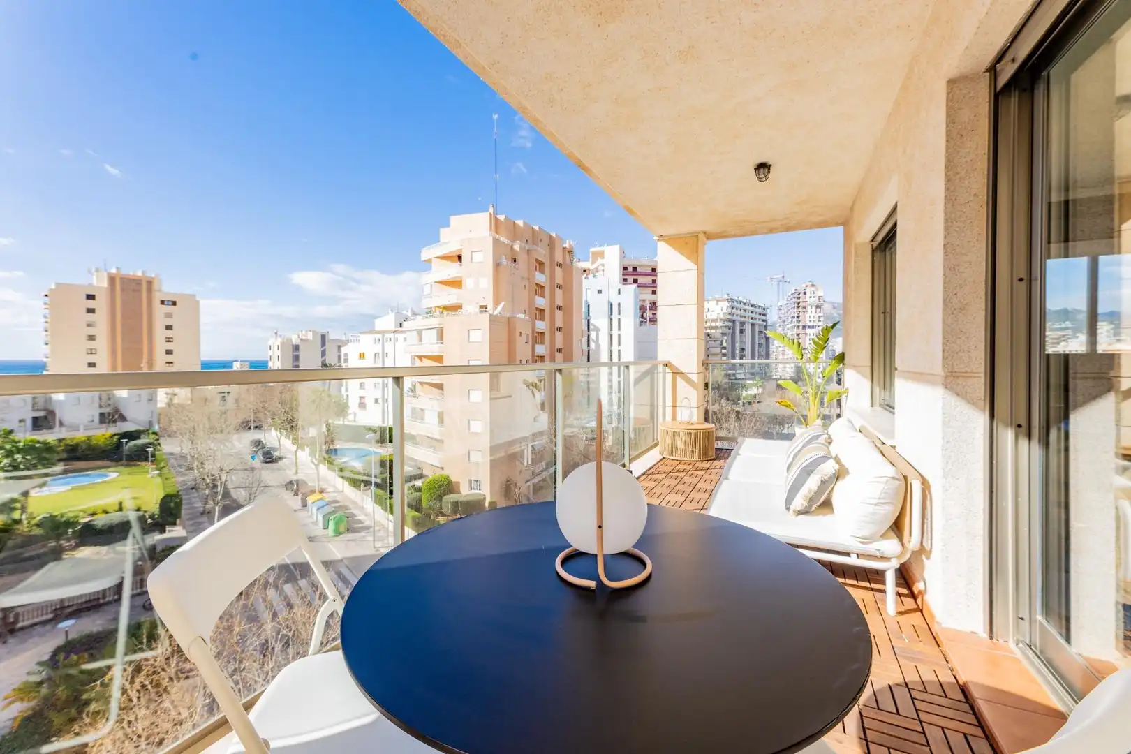 Terrace of Apartments for rent in Calpe / Calp  with Air Conditioner, Parquet flooring and Terrace