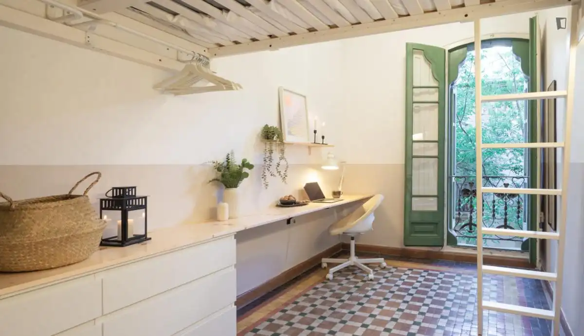 Schlafzimmer von Wohnungen zur untervermieten in  Palma de Mallorca mit Möbliert, Ofen und Waschmaschine