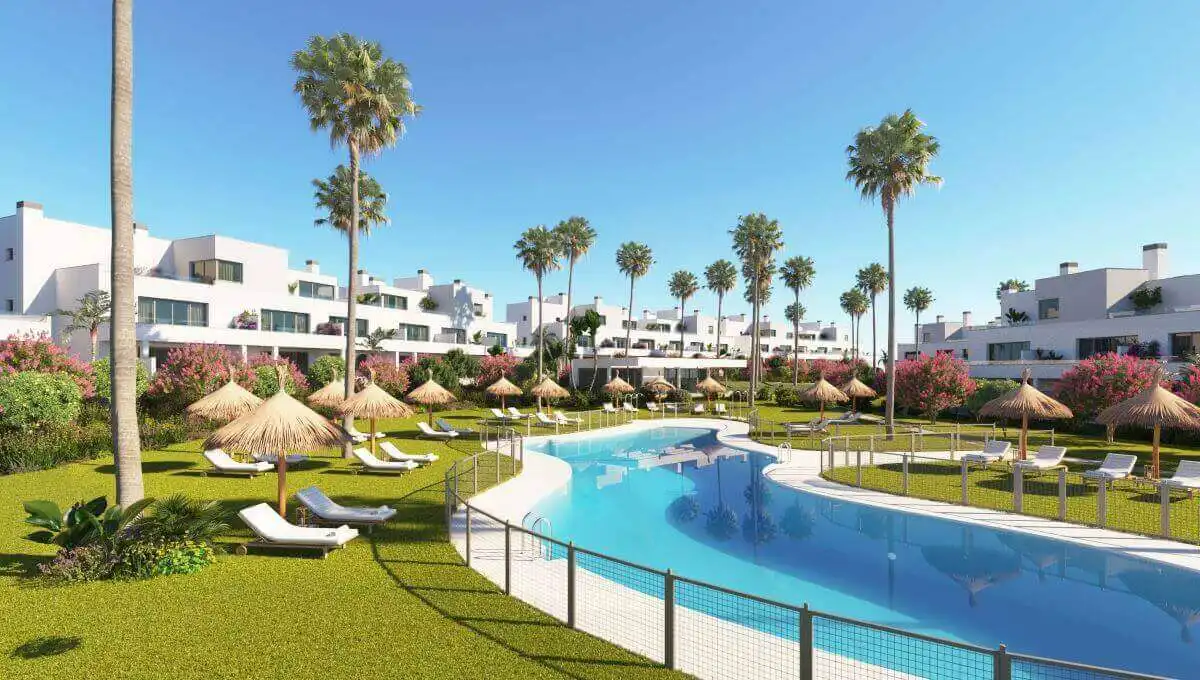 Jardín de Apartamento de alquiler en Estepona con Aire acondicionado, Terraza y Amueblado