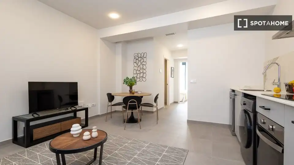 Living room of Flat for rent in Valencia  with Air Conditioner, Heating and Furnished