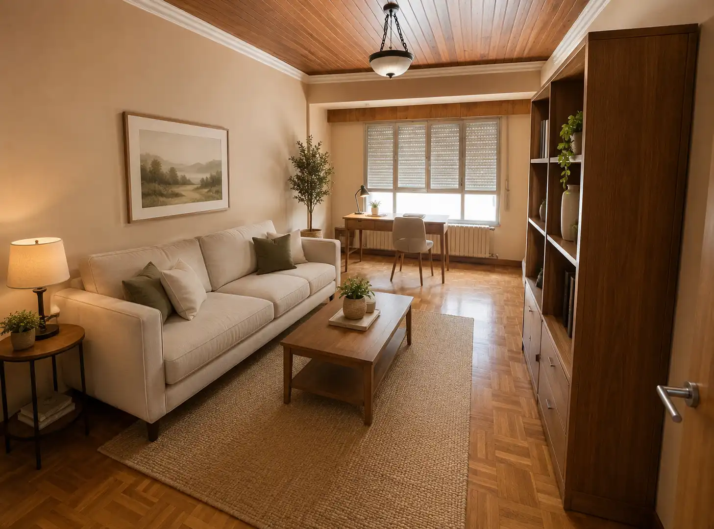 Sala d'estar de Pis en venda en Vilagarcía de Arousa amb Calefacció, Parquet i Moblat