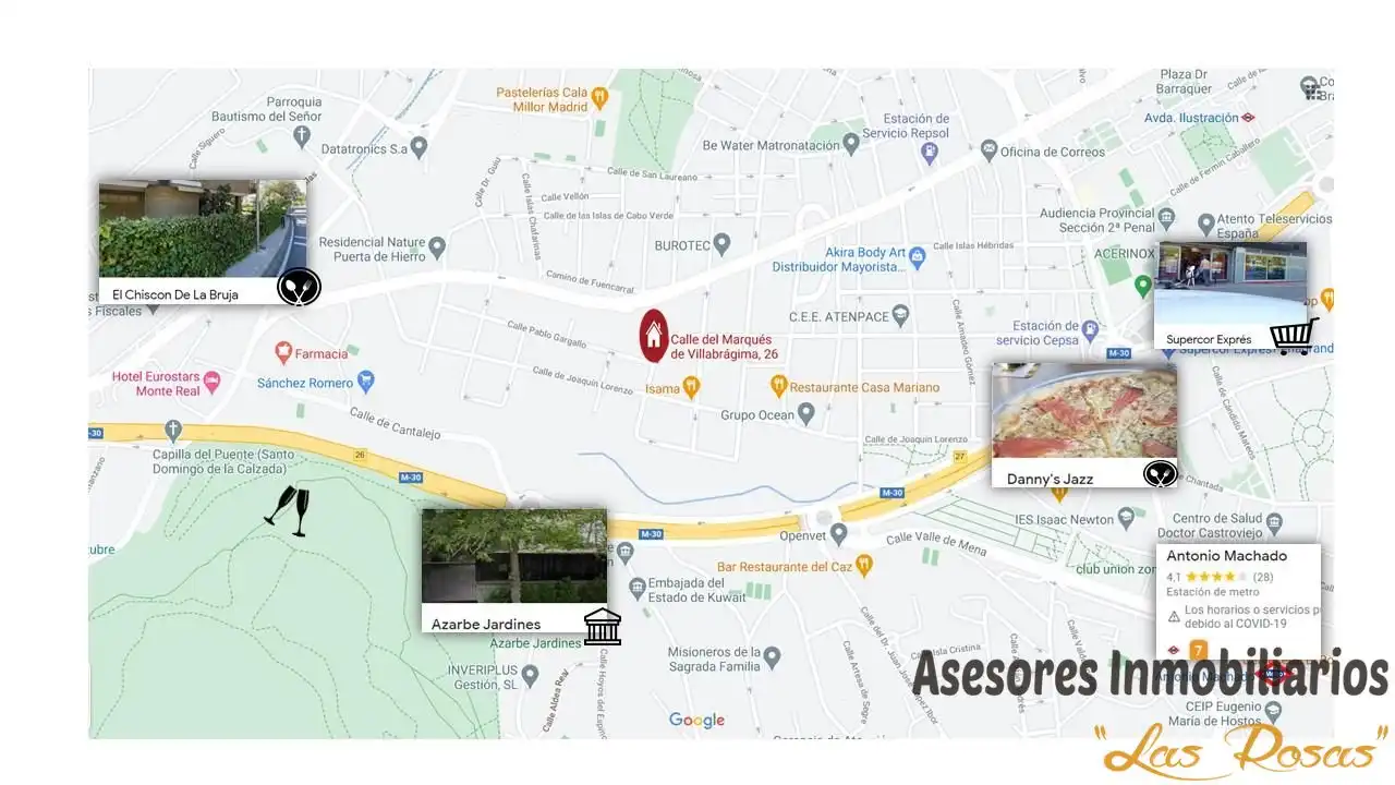 Außenansicht von Einfamilien-Reihenhaus zum Verkauf in Madrid mit Klimaanlage, Heizung und Privatgarten