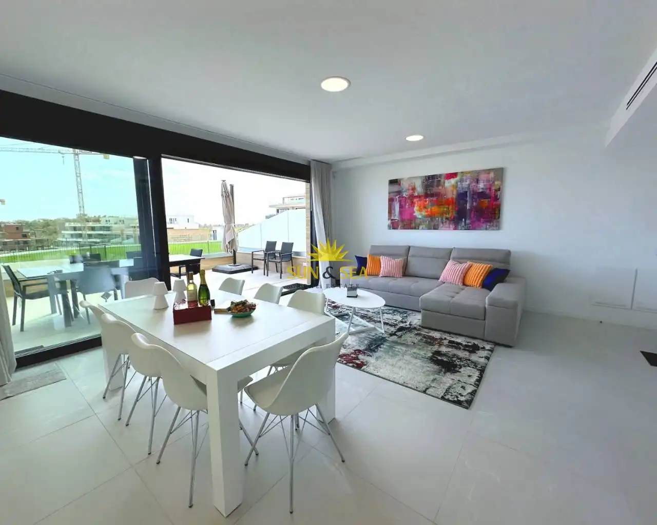 Wohnzimmer von Wohnungen zur Miete in Finestrat mit Klimaanlage, Heizung und Terrasse