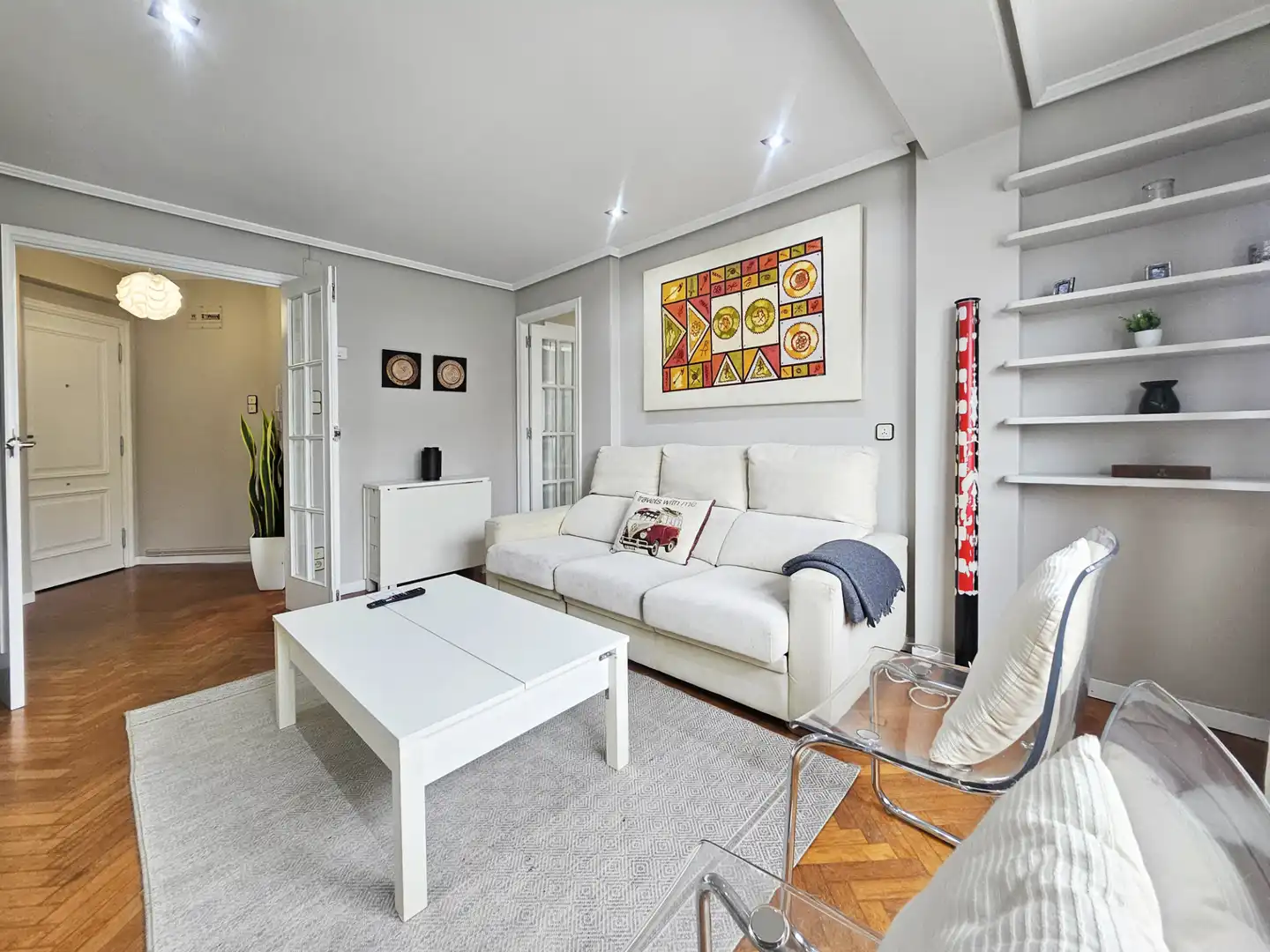 Living room of Flat for rent in A Coruña Capital   with Heating, Parquet flooring and Furnished