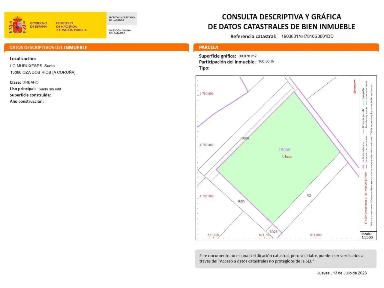 Terreno en venta en Oza dos Ríos