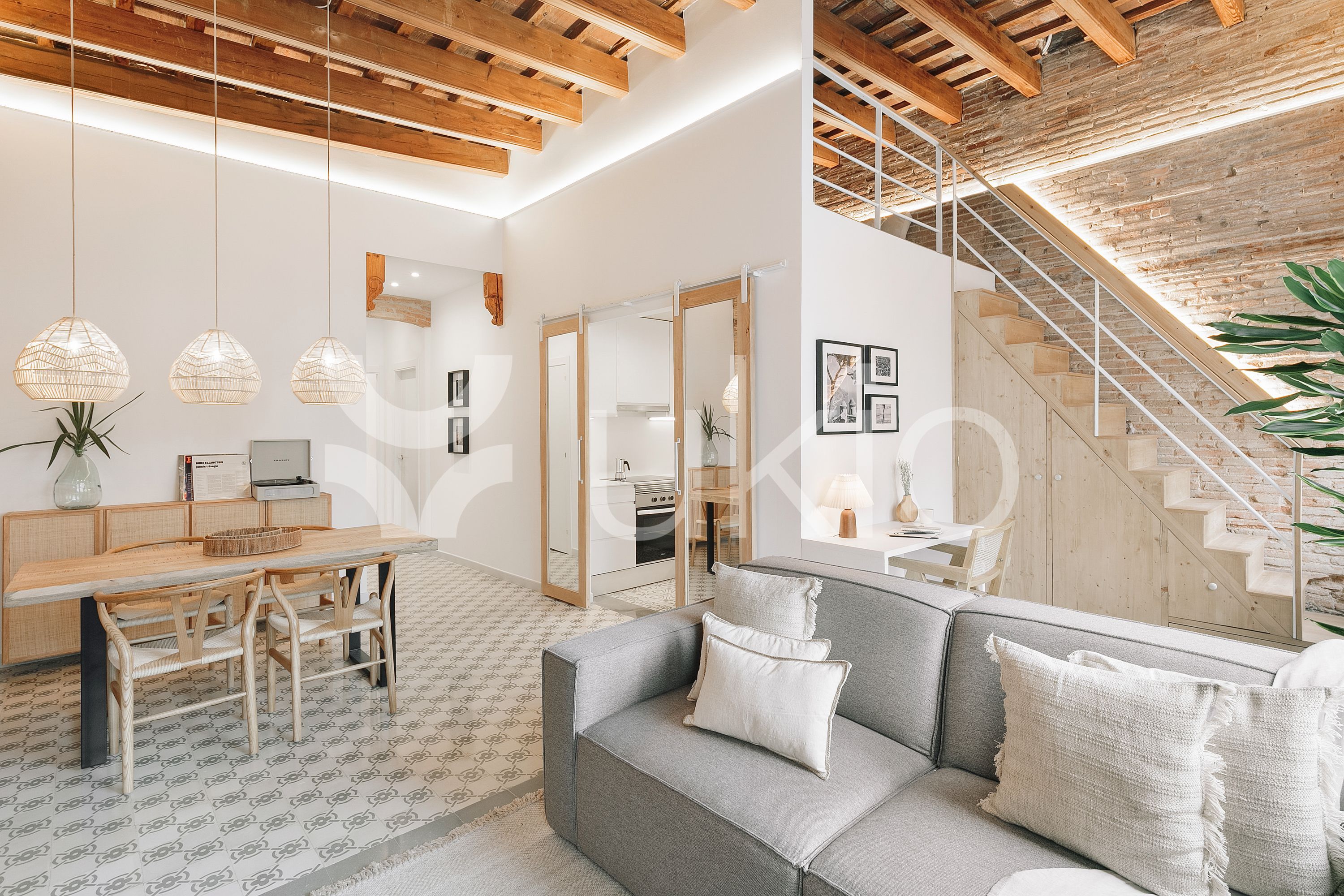 Living room of Apartment to rent in  Barcelona Capital  with Air Conditioner, Heating and Terrace