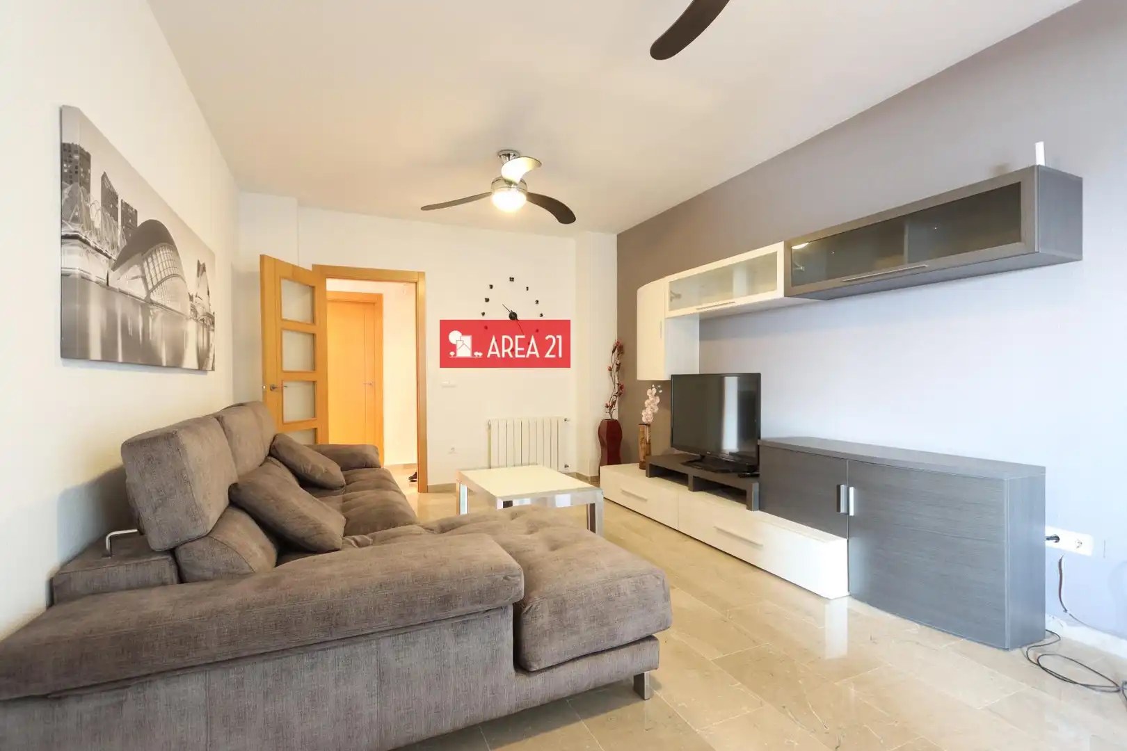 Sala de estar de Ático en venta en La Pobla de Vallbona con Aire acondicionado, Calefacción y Terraza