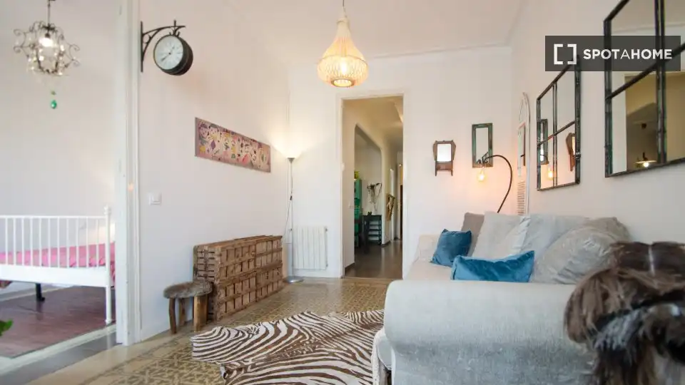 Wohnzimmer von Wohnung zur Miete in Barcelona mit Klimaanlage, Heizung und Möbliert