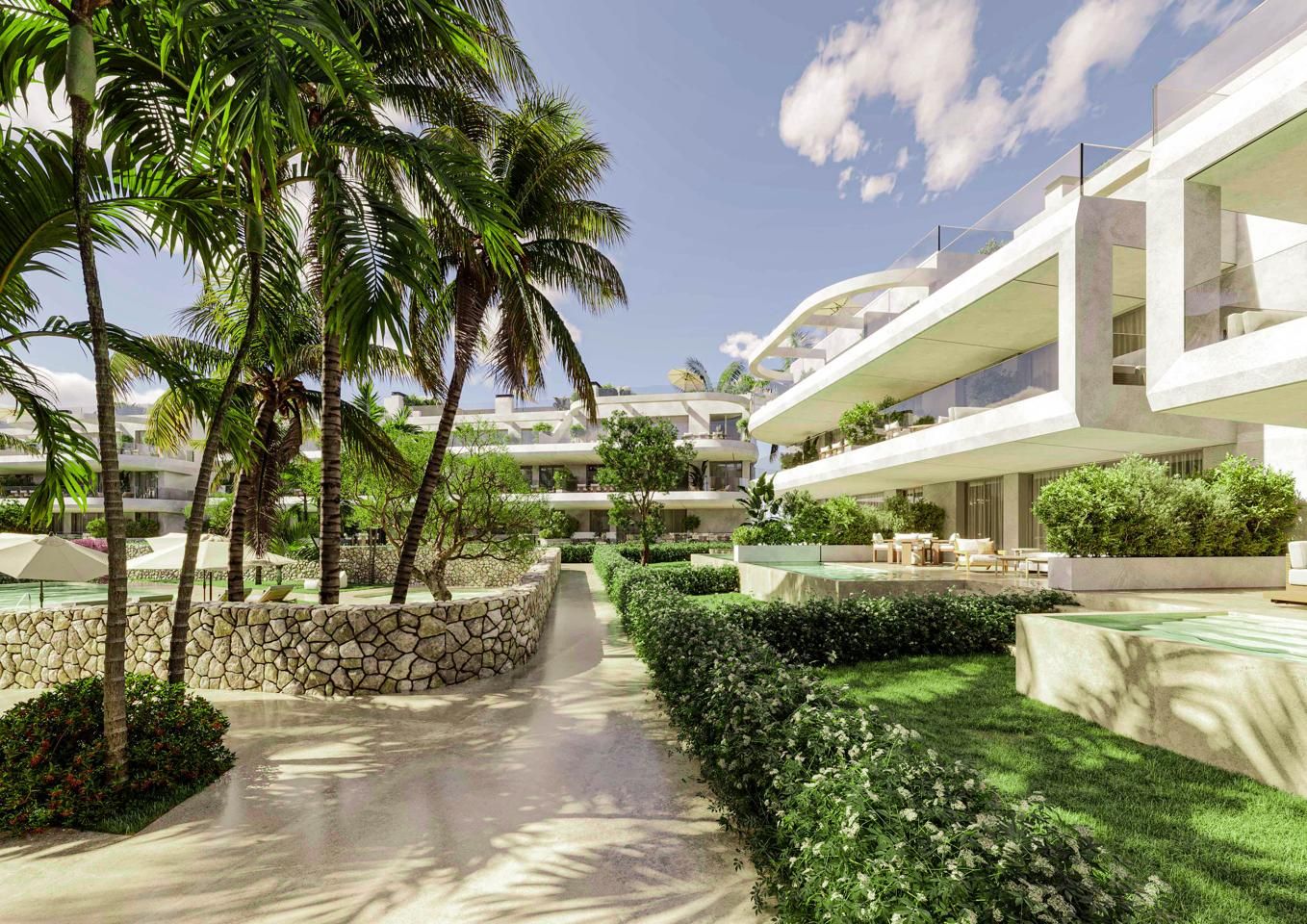 Vista exterior de Apartament en venda en Estepona amb Aire condicionat, Calefacció i Jardí privat
