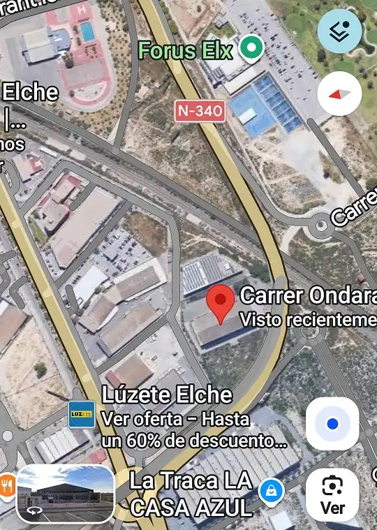 Vista exterior de Nave industrial de alquiler en Elche / Elx