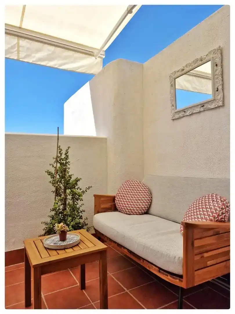 Terrasse von Wohnung zur Miete in Vera mit Klimaanlage, Privatgarten und Schwimmbad