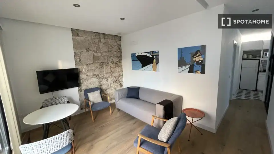 Sala d'estar de Apartament per a compartir en Las Palmas de Gran Canaria amb Aire condicionat, Terrassa i Moblat