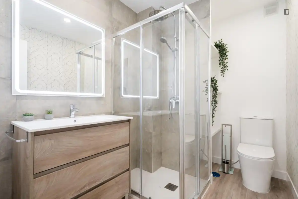 Baño de Apartamento de alquiler en Madrid con Aire acondicionado, Amueblado y Horno