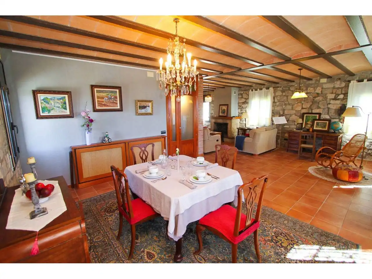 Comedor de Finca rústica en venta en Forès con Calefacción, Jardín privado y Terraza